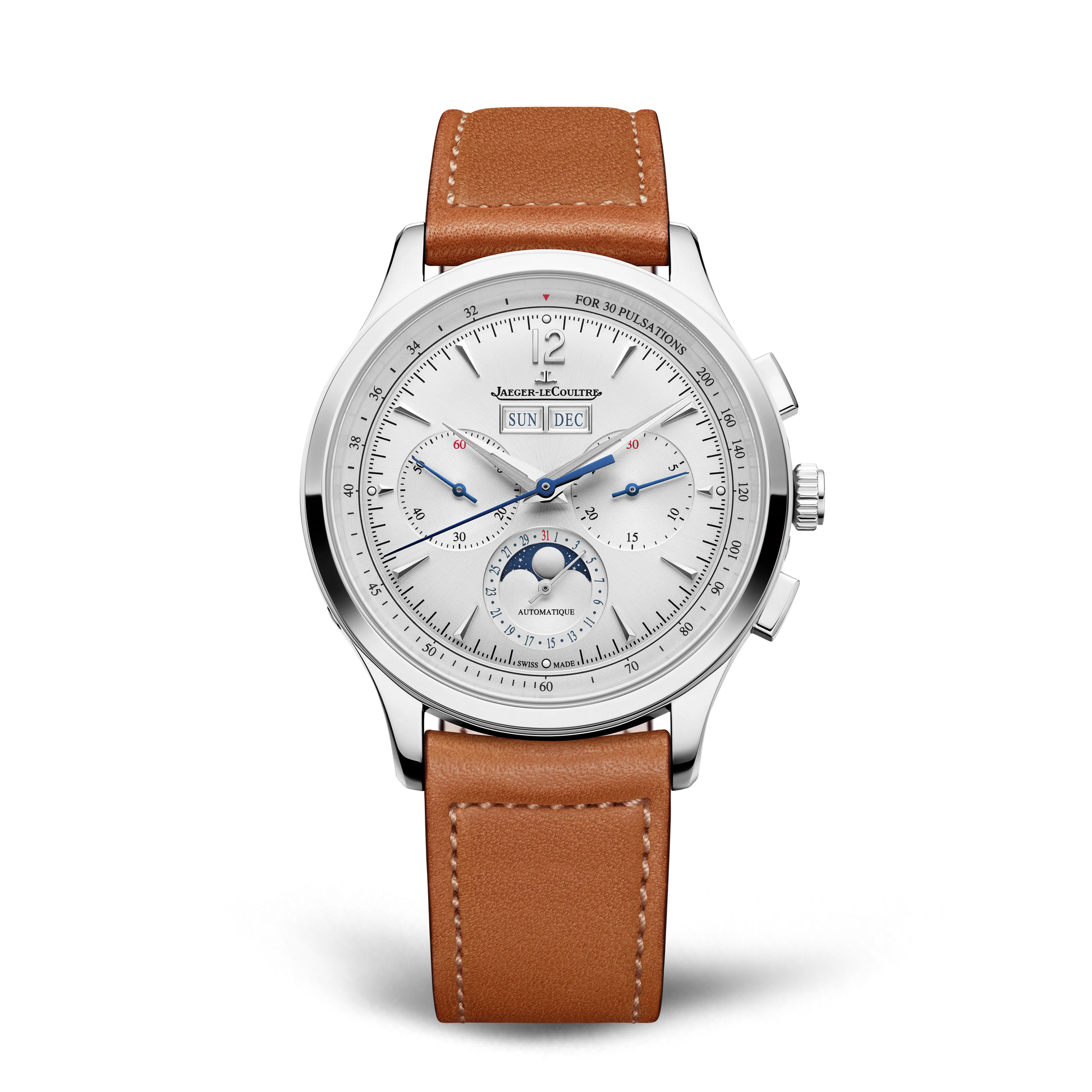 JLC - Master Control Chronograph Calendar - 40 MM - Stainless Steel - Gray Dial - Brown Leather Strap - Q4138431