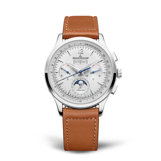 JLC - Master Control Chronograph Calendar - 40 MM - Stainless Steel - Gray Dial - Brown Leather Strap - Q4138431