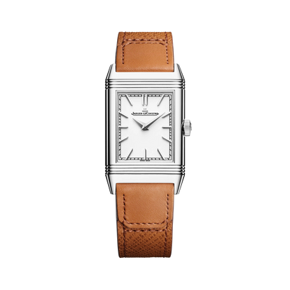 JLC - Reverso Tribute Monoface - 40.1 MM x 24.4 MM - Stainless Steel - Silvered-Gray Dial - Brown Leather Strap - Q7168420