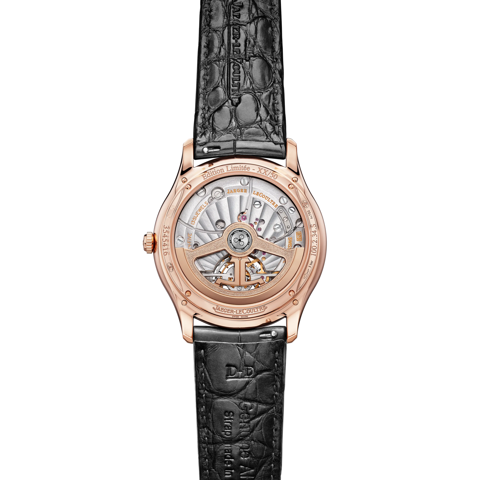 JLC - Master Ultra Thin Tourbillon Enamel - Limited Edition - 40 MM - Pìnk Gold - Anthracite Gray Guilloché Dial - Black Leather Strap - Q13224E2