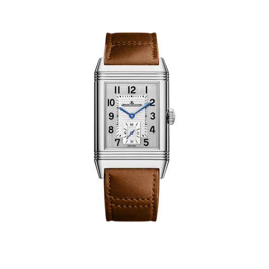 JLC - Reverso Classic Duoface Small Seconds - 47 MM x 28.3 MM - Stainless Steel - Silvered-Gray/Black Dial - Brown Leather Strap - Q3848423