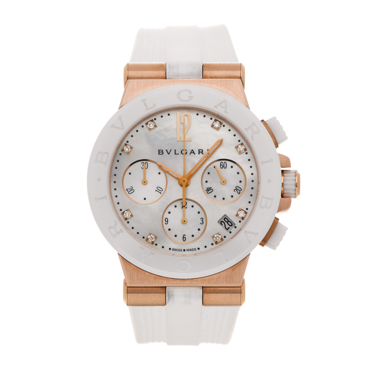 Bvlgari Diagono Chronograph - 37 MM - Rose Gold - Mother of Pearl Dial - 101994 nyc watcher nyc watches