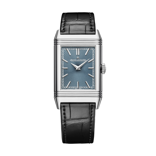 JLC - Reverso Tribute Enamel Xu Beihong Two Horses - Limited Edition - 45.6 MM x 27.4 MM - White Gold - Blue Guilloché Enamel Dial - Black Leather Strap - Q39334B2