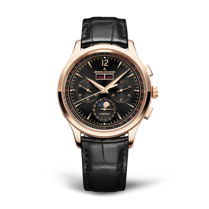 JLC - Master Control Chronograph Calendar - 40 MM - Pink Gold - Black Dial - Black Leather Strap - Q413257J