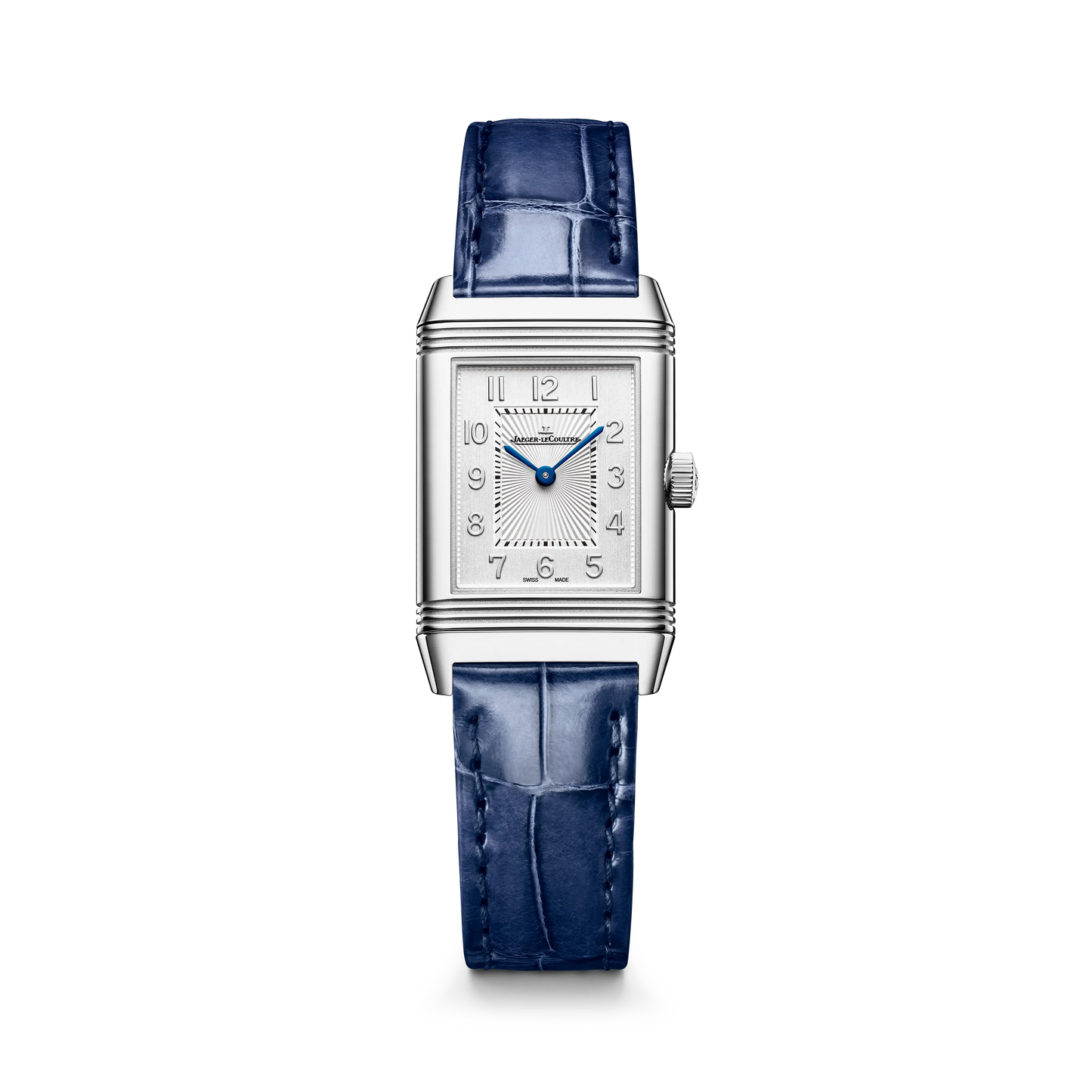 JLC - Reverso Classic Duetto - 34.2 MM x 21 MM - Stainless Steel - Silvered-Gray/Blue Dial - Blue Leather Strap - Q2668443