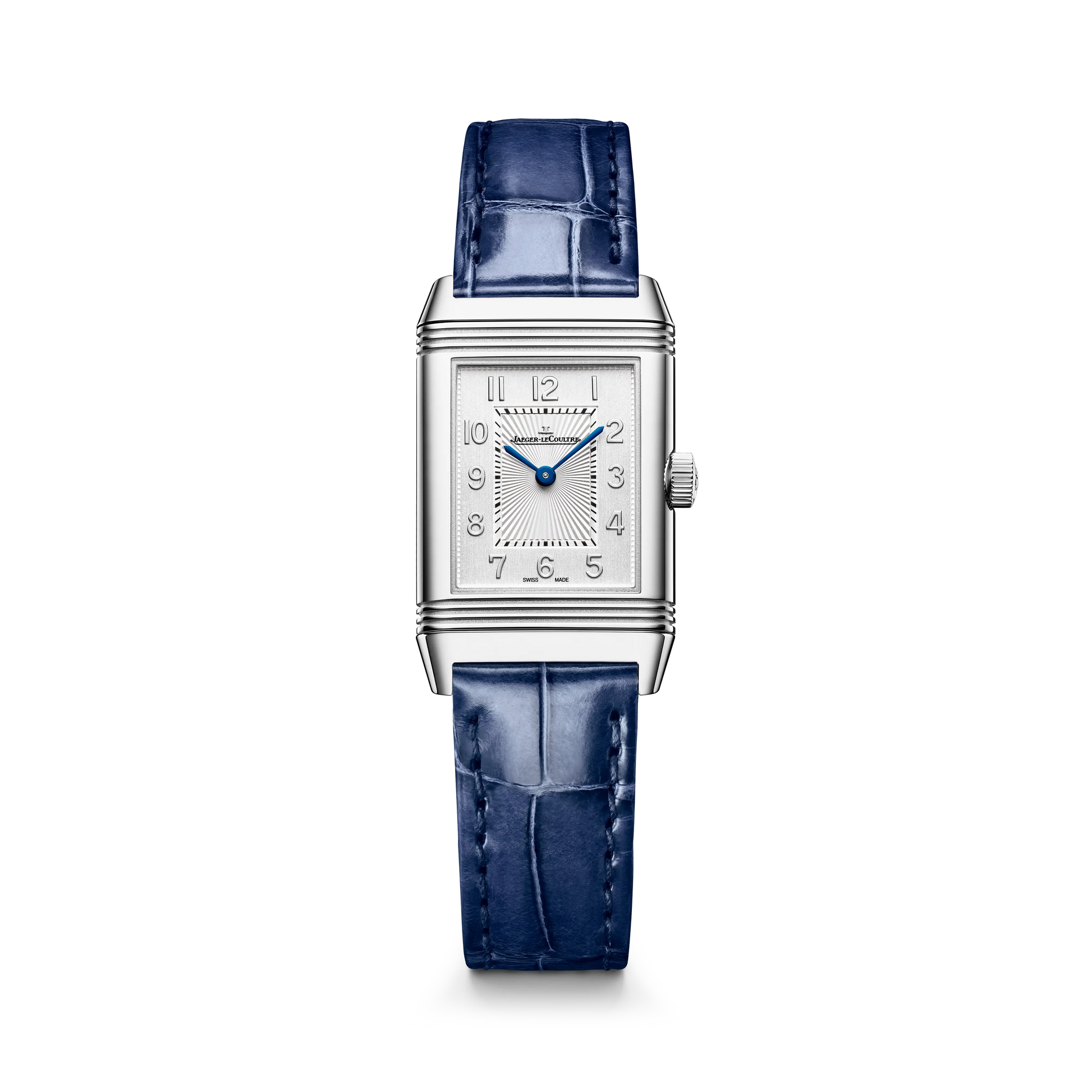 JLC - Reverso Classic Duetto - 34.2 MM x 21 MM - Stainless Steel - Silvered-Gray/Blue Dial - Blue Leather Strap - Q2668443