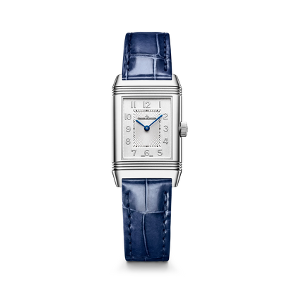 JLC - Reverso Classic Duetto - 34.2 MM x 21 MM - Stainless Steel - Silvered-Gray/Blue Dial - Blue Leather Strap - Q2668443
