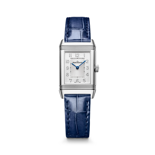JLC - Reverso Classic Duetto - 34.2 MM x 21 MM - Stainless Steel - Silvered-Gray/Blue Dial - Blue Leather Strap - Q2668443