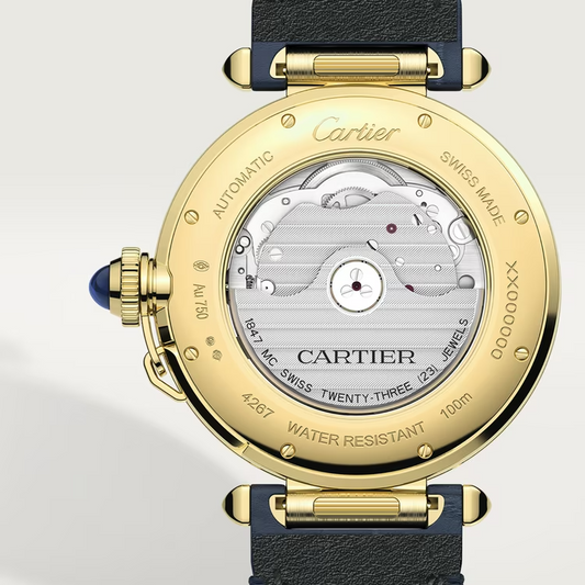 Cartier Pasha de Cartier Yellow Gold 41 MM - Blue Alligator Strap - Silver Flinqué Dial - WGPA0007