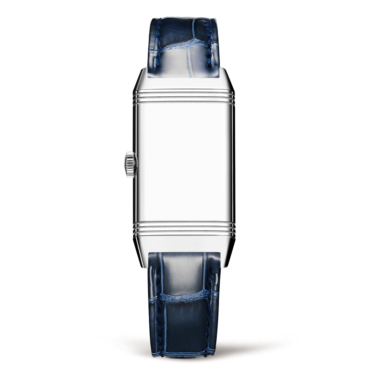 JLC - Reverso One Monoface - 40.1 MM x 20 MM - Stainless Steel - Silvered-Gray Guilloché Dial - Diamond-Set Case - Blue Leather Strap - Q3288422
