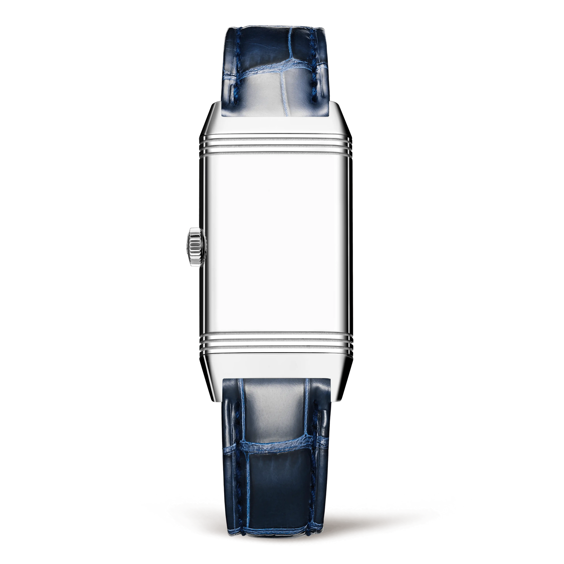 JLC - Reverso One Monoface - 40.1 MM x 20 MM - Stainless Steel - Silvered-Gray Guilloché Dial - Diamond-Set Case - Blue Leather Strap - Q3288422