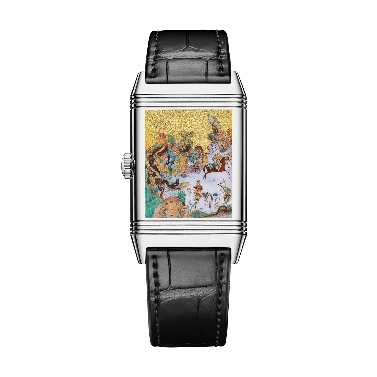 JLC - Reverso Tribute Faridun Tests His Sons - Limited Edition - 45.6 MM x 27.4 MM - White Gold - Blue Guilloché Enamel Dial - Black Leather Strap - Q39334S2