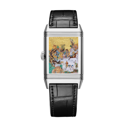 JLC - Reverso Tribute Faridun Tests His Sons - Limited Edition - 45.6 MM x 27.4 MM - White Gold - Blue Guilloché Enamel Dial - Black Leather Strap - Q39334S2