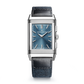 JLC - Reverso Tribute Chronograph - 49.4 MM x 29.9 MM - Stainless Steel - Blue/Open Dial - Blue Canvas/Black Leather Strap - Q389848J