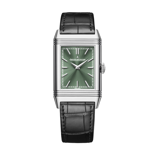 JLC - Reverso Tribute Enamel Xu Beihong Running Horse - Limited Edition - 45.6 MM x 27.4 MM - White Gold - Green Guilloché Enamel Dial - Black Leather Strap - Q39334B3