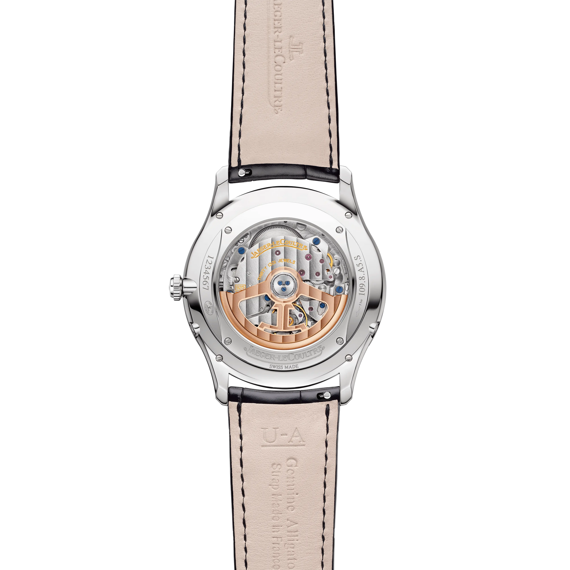 JLC - Master Ultra Thin Moon - 39 MM - Stainless Steel - Silvered-Gray Dial - Black Leather Strap - Q1368430