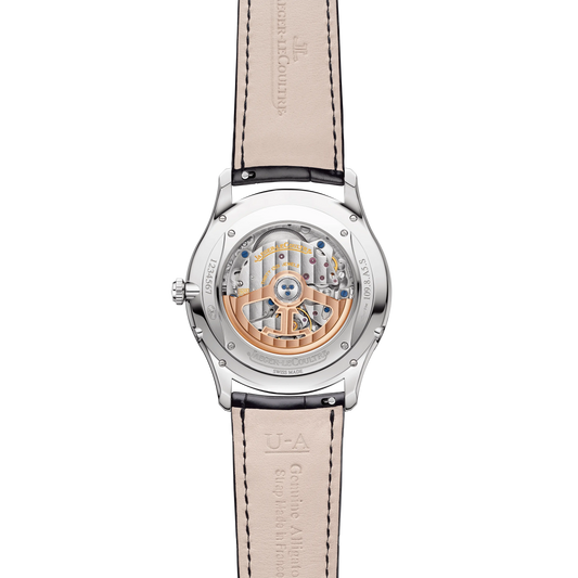 JLC - Master Ultra Thin Moon - 39 MM - Stainless Steel - Silvered-Gray Dial - Black Leather Strap - Q1368430