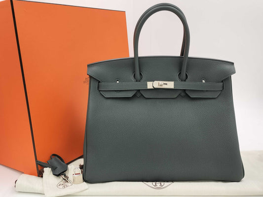 Hermès Birkin Sellier 25 - New Vert Foncé Togo - Palladium Hardware - B25VFTPHW