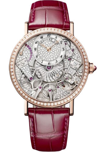 Breguet Tradition Rose Gold 37 MM - Red Leather Strap - Diamond Bezel - Diamond Paved Dial - 7035BR/D8/9V6/D00D