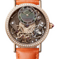 Breguet Tradition Rose Gold 37 MM - Orange Leather Strap - Diamond Bezel - Brown Skeleton Dial - 7038BR/CT/3V6/D00D