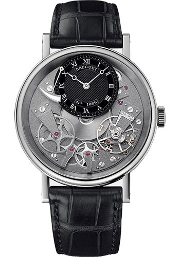 Breguet Tradition White Gold 40 MM - Black Leather Strap - Black & Grey Dial - 7057BB/G9/9W6