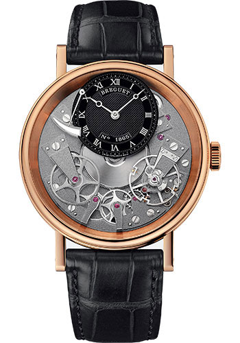 Breguet Tradition Rose Gold 40 MM - Black Leather Strap - Black & Grey Dial - 7057BR/G9/9W6