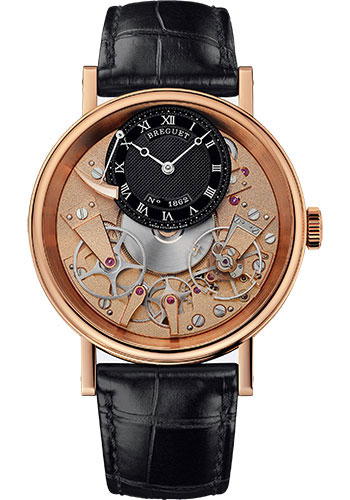 Breguet Tradition Rose Gold 40 MM - Black Leather Strap - Black & Grey Dial - 7057BR/R9/9W6