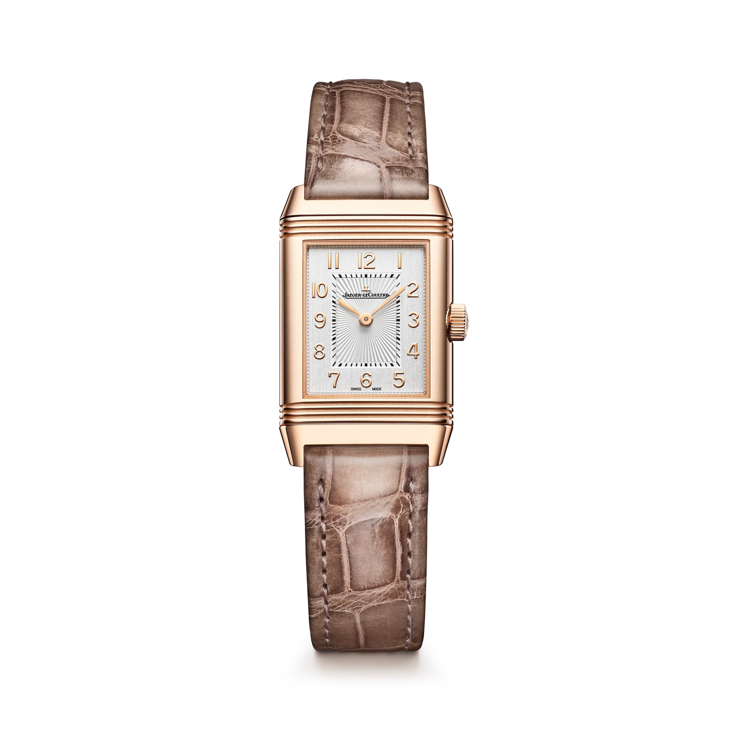 JLC - Reverso Classic Duetto - 34.2 MM x 21 MM - Pink Gold - Silvered-Gray/Black Dial - Taupe Leather Strap - Q2662543
