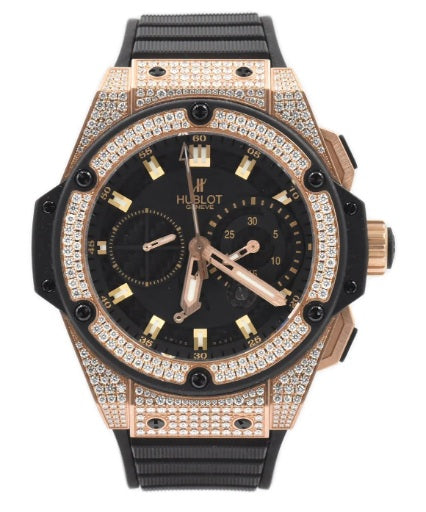 Hublot King Power Unico - Rose Gold - 46 MM - Black Rubber Strap - Diamond Bezel - Black Dial - 709.OX.1780.RX.1704