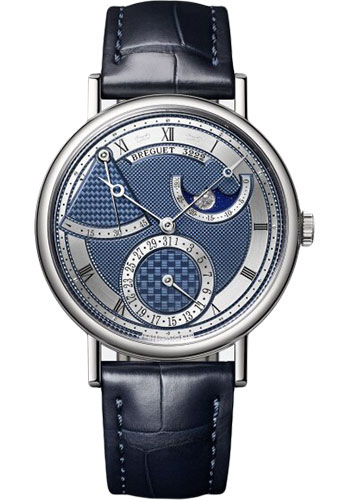 Breguet Classique White Gold 39 MM - Blue Leather Strap - Silver and Blue Dial -  7137BB/Y5/9VU