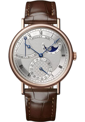 Breguet Classique Rose Gold 39 MM - Brown Leather Strap - Silver Dial -  7137BR/15/9VU