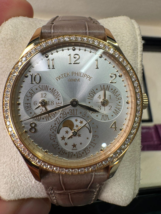 Patek Philippe Grand Complications - 35 MM - Rose Gold - Silver Dial - Alligator Leather Strap - 7140R-001