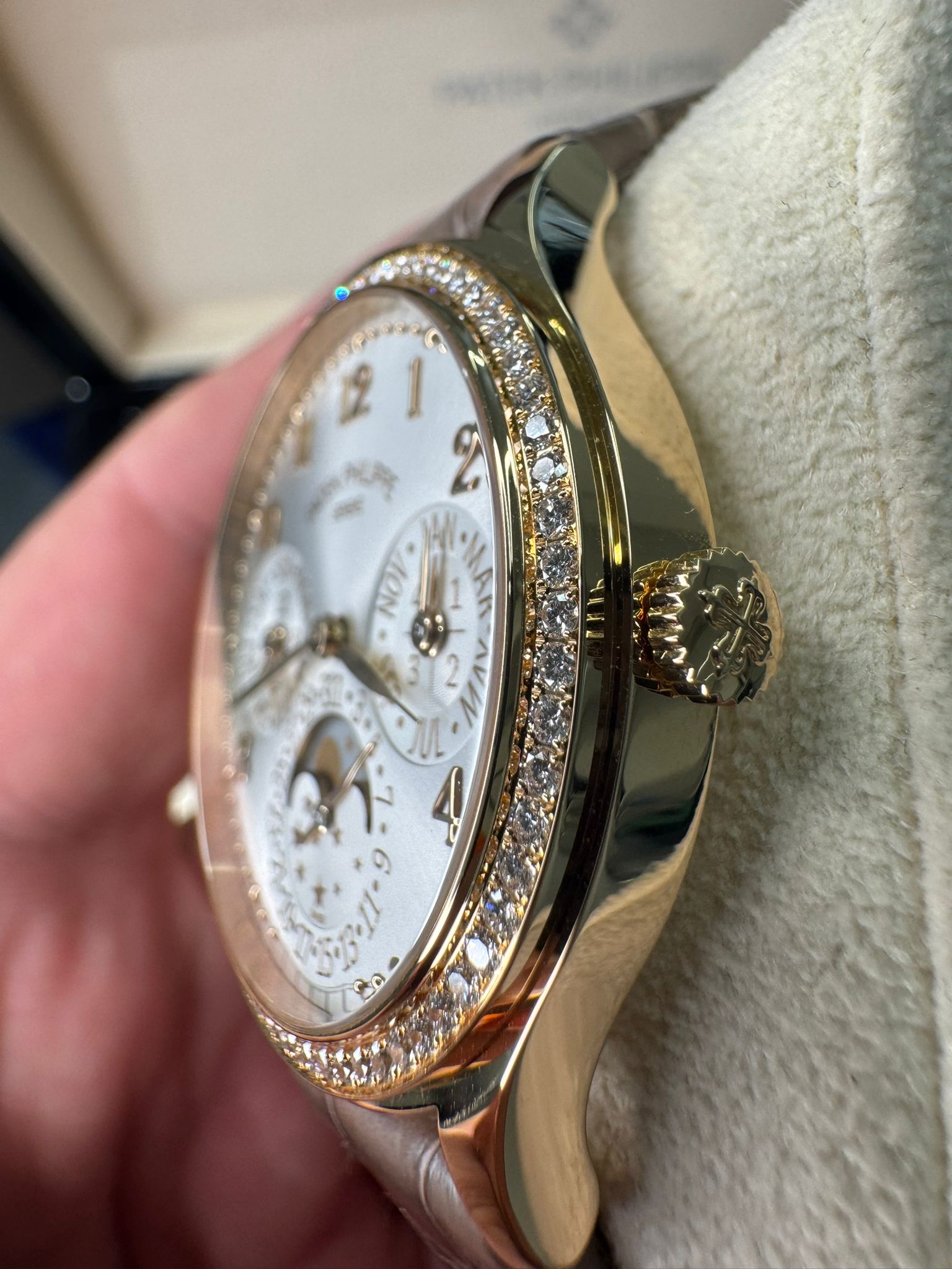 Patek Philippe Grand Complications - 35 MM - Rose Gold - Silver Dial - Alligator Leather Strap - 7140R-001