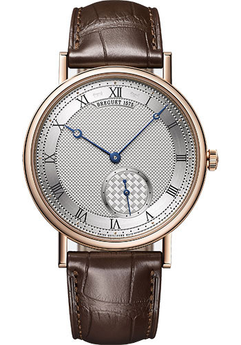 Breguet Classique Rose Gold 40 MM - Brown Leather Strap - Silver Gold Dial - 7147BR/12/9WU