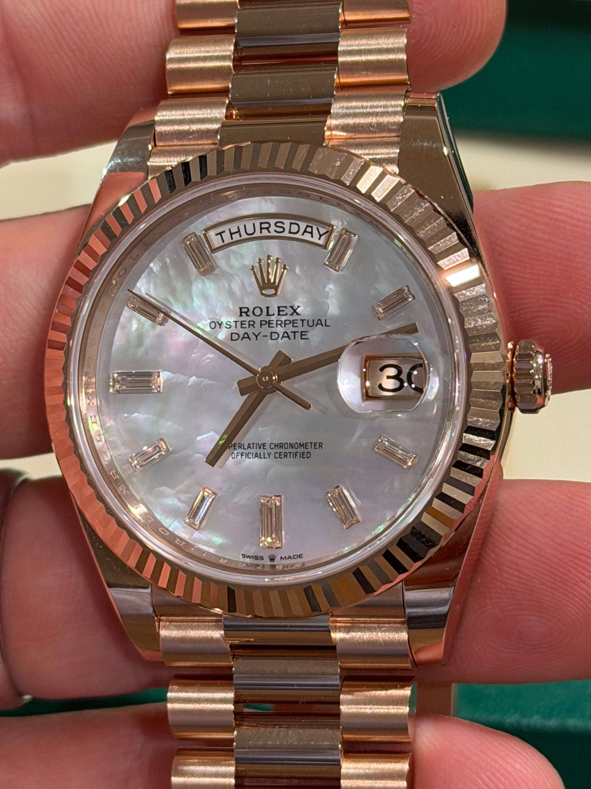 Rolex Day-Date - 40 MM - Rose Gold - MoP Baguette Dial - 228235-0056