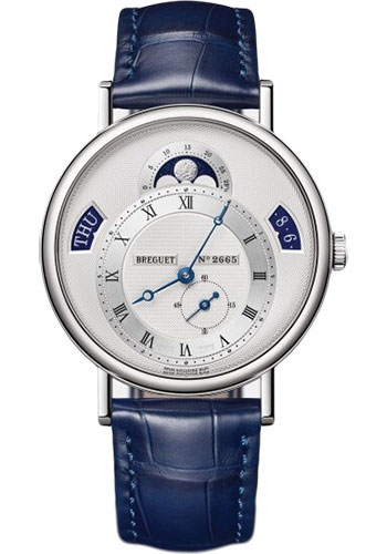 Breguet Classique White Gold 39 MM - Blue Leather Strap - Gold Dial -  7337BB/12/9VU