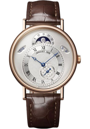 Breguet Classique Rose Gold 39 MM - Brown Leather Strap - Silver Dial - 7337BR/15/9VU