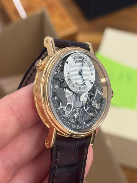 Breguet Tradition; Quantième Rétrograde Rose Gold 40 MM - Brown Leather Strap - Silver Dial - 7597BR/G1/9WU