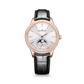 JLC - Master Ultra Thin Moon - 36 MM - Pink Gold - Silvered-Gray Dial - Diamond Bezel - Black Leather Strap - Q1242502