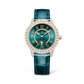 JLC - Rendez-Vous Dazzling Night & Day - 36 MM - Pink Gold - Green Sunray-Brushed Dial - Diamond Bezel - Green Leather Strap - Q343247J