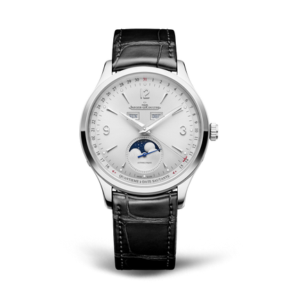 JLC - Master Control Calendar - 40 MM - Stainless Steel - Silvered-Gray Dial - Brown Leather Strap - Q4148421