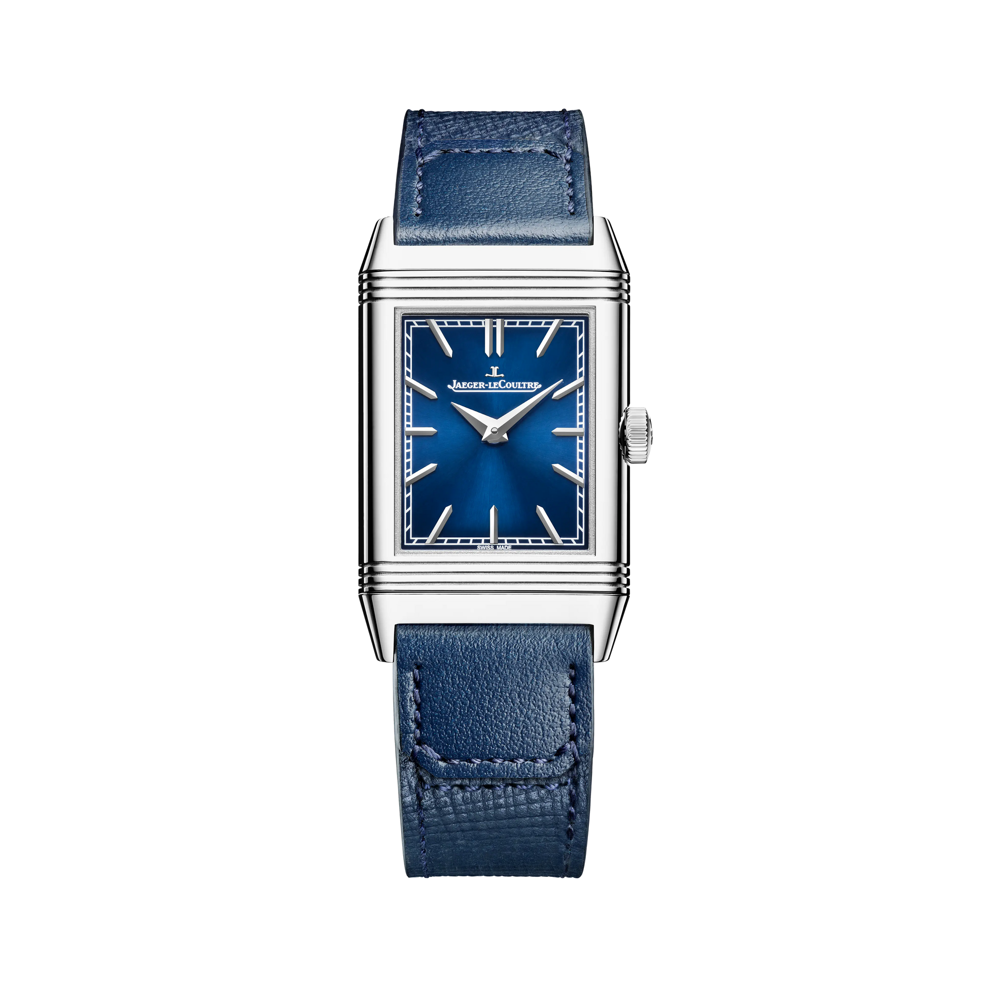JLC - Reverso Tribute Monoface - 40.1 MM x 24.4 MM - Stainless Steel - Blue Dial - Blue Leather Strap - Q716848J