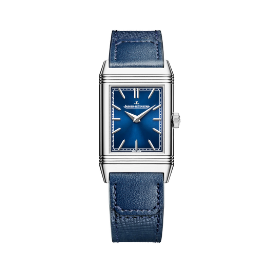 JLC - Reverso Tribute Monoface - 40.1 MM x 24.4 MM - Stainless Steel - Blue Dial - Blue Leather Strap - Q716848J
