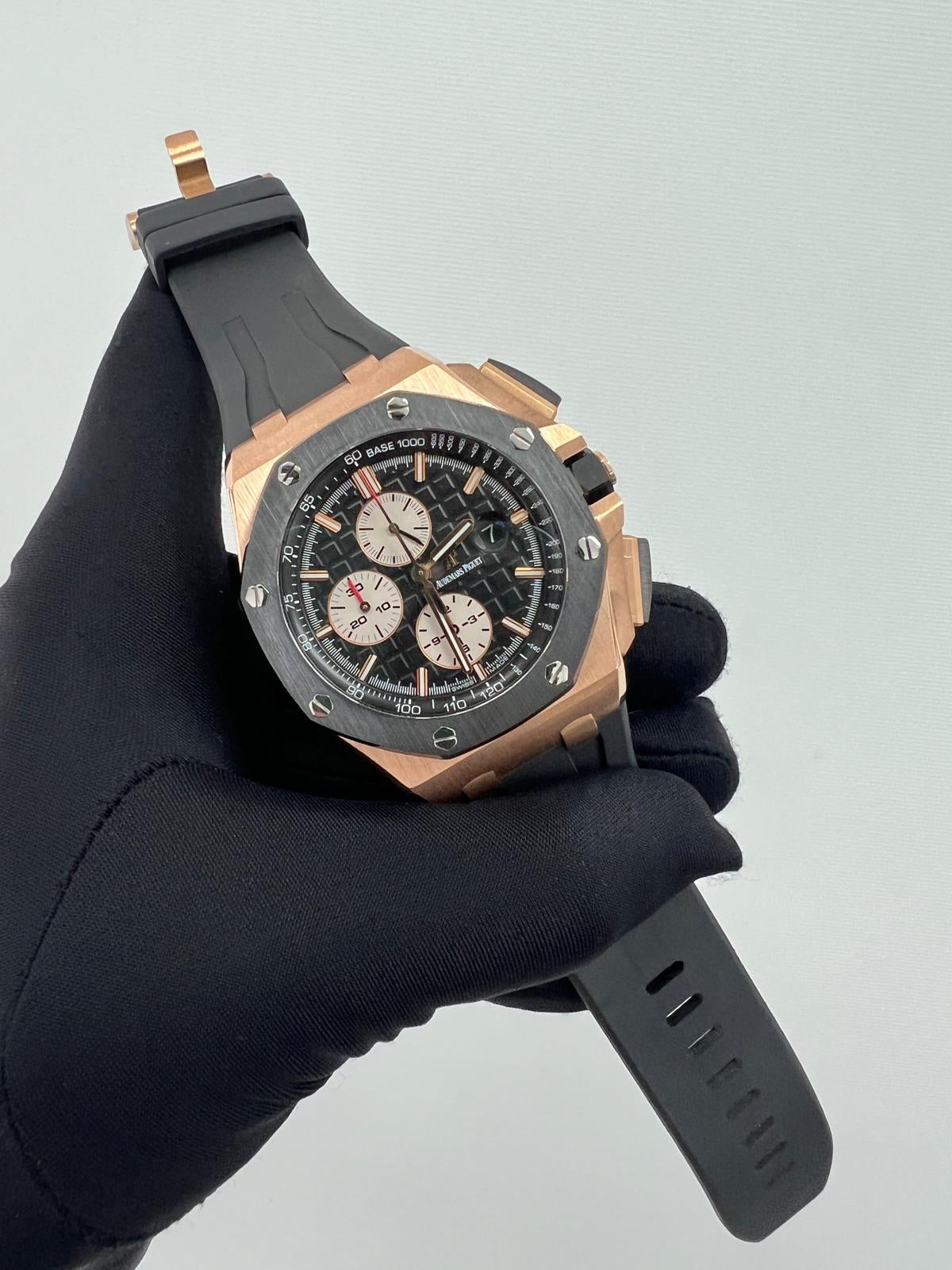 Audemars Piguet Royal Oak Offshore Rose Gold 44 MM - Black Rubber Strap - Black Ceramic Bezel - Black Dial - 26400RO.OO.A002CA.01