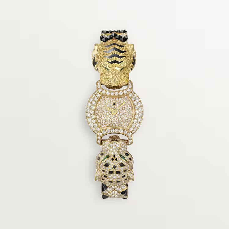 Cartier Indomptables de Cartier tiger motif Yellow Gold 22.2 MM - Yellow Gold Bracelet - Yellow Gold Diamond Bezel - Yellow Gold Diamond Dial - HPI01453