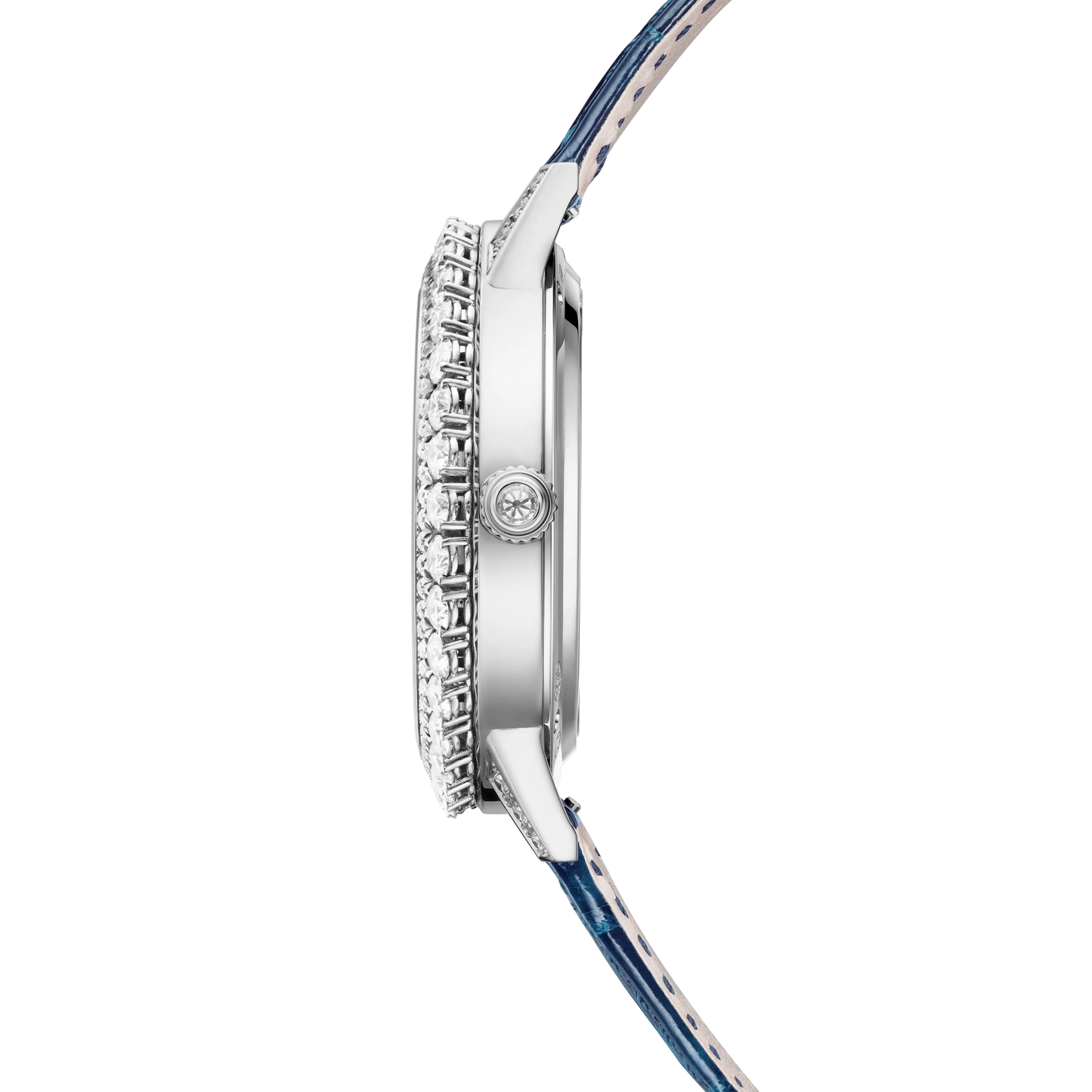 JLC - Rendez-Vous Dazzling Night & Day - 36 MM - White Gold - Mother-Of-Pearl Diamond-Set Dial - Diamond Bezel - Blue Leather Strap - Q3433570