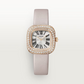 Cartier Coussin de Cartier Rose gold 30.4 MM - Beige Calfskin Strap - Diamond Bezel - Silvered Sunray Dial - WJCS0005