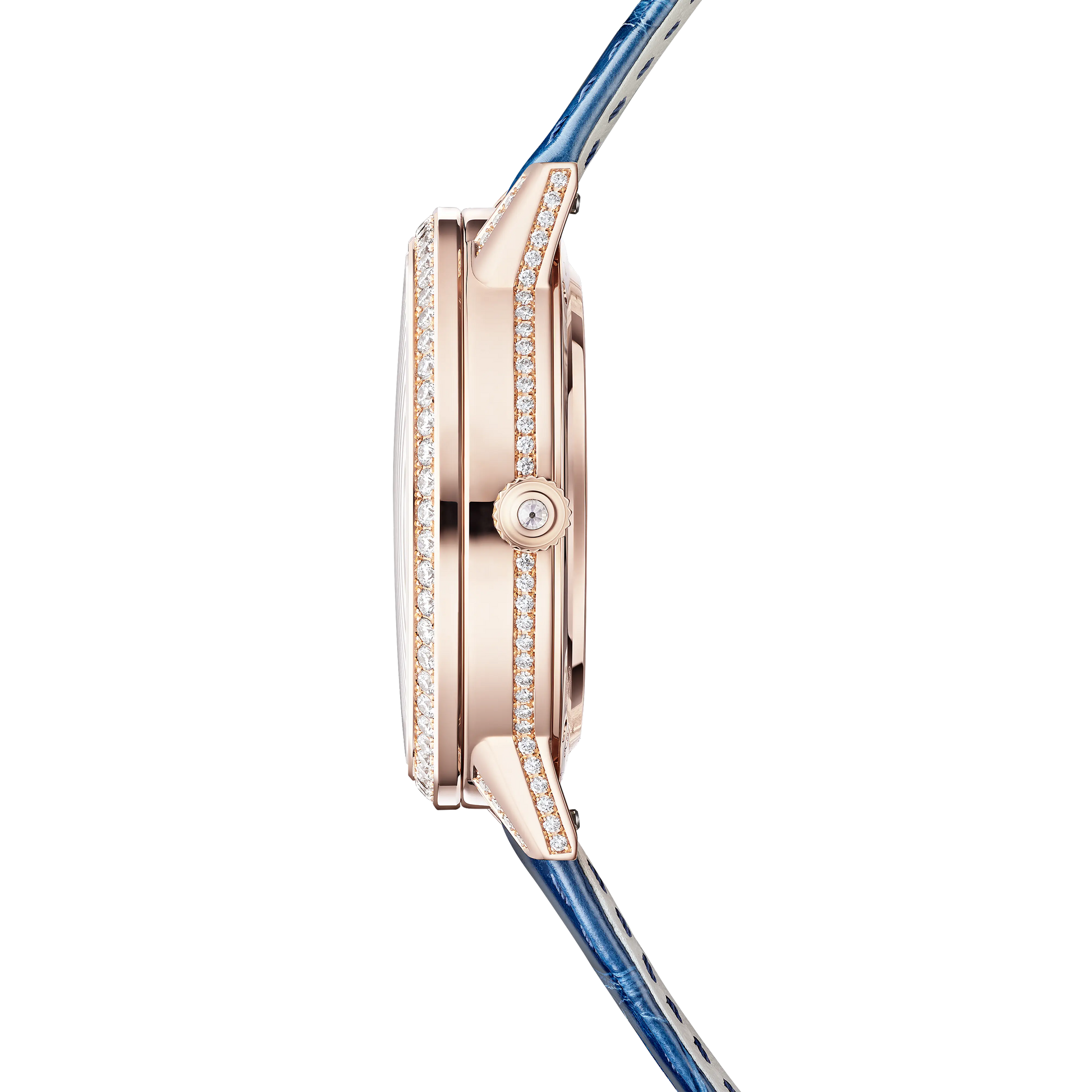 JLC - Rendez-Vous Jewellery Shooting Star - Limited Edition - 36 MM - Pink Gold - Shooting Star Motif Dial - Diamond-Set Bezel - Blue Leather Strap - Q36424C2