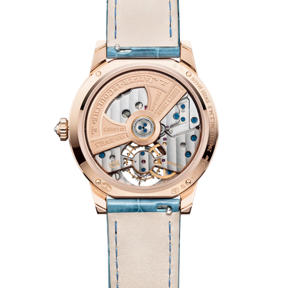 JLC - Rendez-Vous Jewellery Tourbillon - 39 MM - Pink Gold - Blue Diamond Dial - Diamond Bezel - Blue Leather Strap - Q3412480