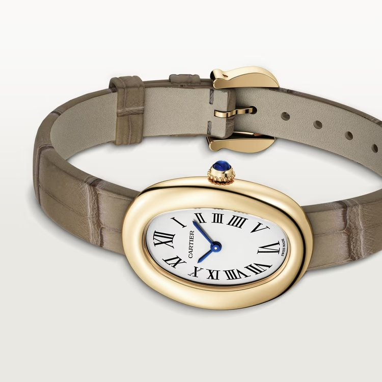 Cartier Baignoire de Cartier Yellow Gold 31 MM - Taupe Alligator Leather Strap - Silvered Dial - WGBA0007